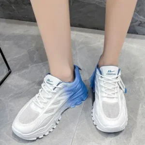 Gadgetorist Women Fashion Round Toe Breathable Mesh Gradient Sneakers