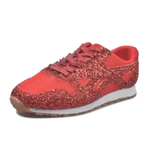 Gadgetorist Women Fashion Round Toe Platform Sequins Rhinestone Platform Sneakers