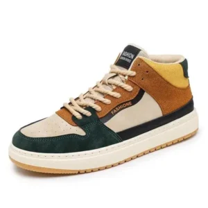 Gadgetorist Men'S Fashion Breathable Color Block Pu Sneakers