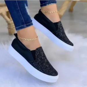 Gadgetorist Thick Sole Casual Sequined Shoes Women Flat Shoes