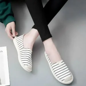 Gadgetorist Fashion Stripe Pattern Design Women Round-Toe Casual Espadrilles Shoes