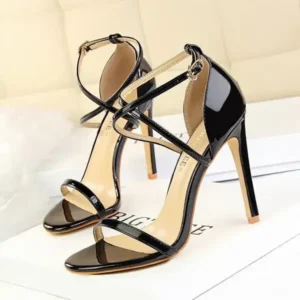 Gadgetorist Women Fashion Sexy Hollow Cross Stiletto Heel Sandals