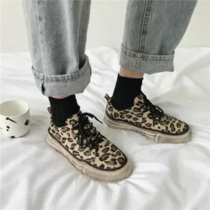 Gadgetorist Women Fashion Leopard Printing Flat Sneakers