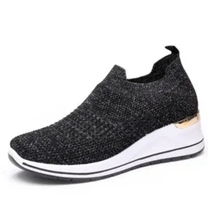 Gadgetorist Women Casual Mesh Knit Design Breathable Comfort Wedge Platform Sneakers