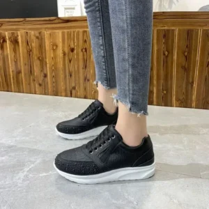 Gadgetorist Women Casual Rhinestone Decor Fashion Plus Size Sports Running Shoes Round Toe Sneakers