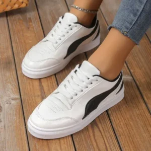 Gadgetorist Women Fashion Plus Size Thick-Soled Round Toe Flat Sneakers