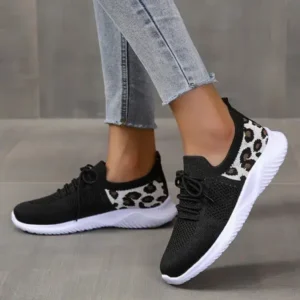 Gadgetorist Women Casual Mesh Breathable Leopard Sneakers