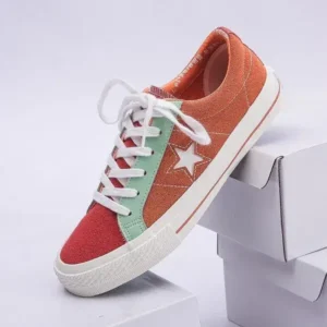 Gadgetorist Women Fashion Stitching Canvas Star Round Toe Sneakers