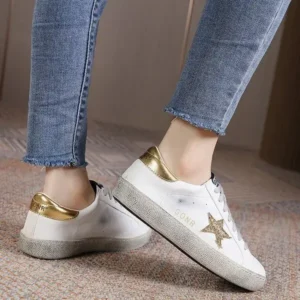 Gadgetorist Women Fashion Casual Plus Size Star Round Toe Sneakers