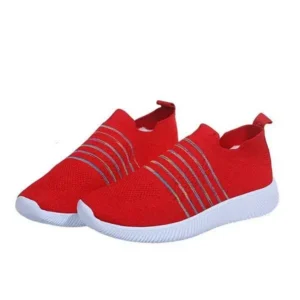 Gadgetorist Fashion Casual Solid Color Striped Fly-Woven Mesh Breathable Flat Sneakers