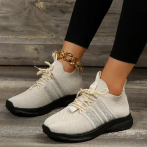 Gadgetorist Women Fashion Casual Flying Mesh Breathable Thick-Soled Sneakers