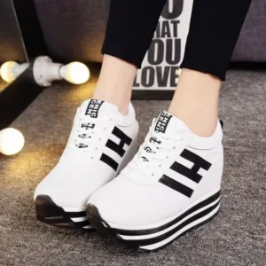 Gadgetorist Women Fashion Casual Letter Printed Lace-Up Thick-Soled Sneakers