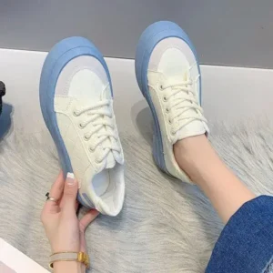 Gadgetorist Women Fashion Round Toe Lace-Up Sneakers