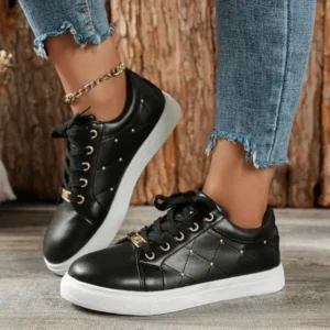 Gadgetorist Women Fashion Shallow Toe Round Toe Casual Lace Up Sneakers