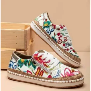 Gadgetorist Women Fashion Color Matching Ethnic Style Printed Sneakers