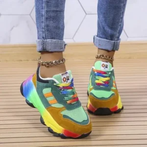 Gadgetorist Women Fashion Platform Color Block Platform Sneakers