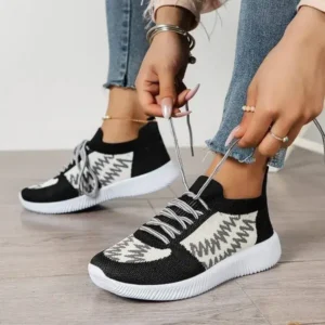 Gadgetorist Women Fashion Color Block Mesh Platform Sneakers