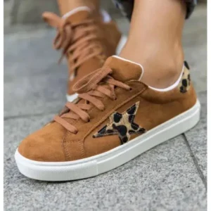 Gadgetorist Women Fashion Round Toe Lace-Up Canvas Sneakers